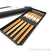 Chopsticks  Japanese Natural Bamboo Chopstick 8.8 inches Long Lightweight Reusable Classic Style Gift Set for Kitchen Dinner (Blue Carp Sashiko Design  5 Pairs) - B076DWJJ1L